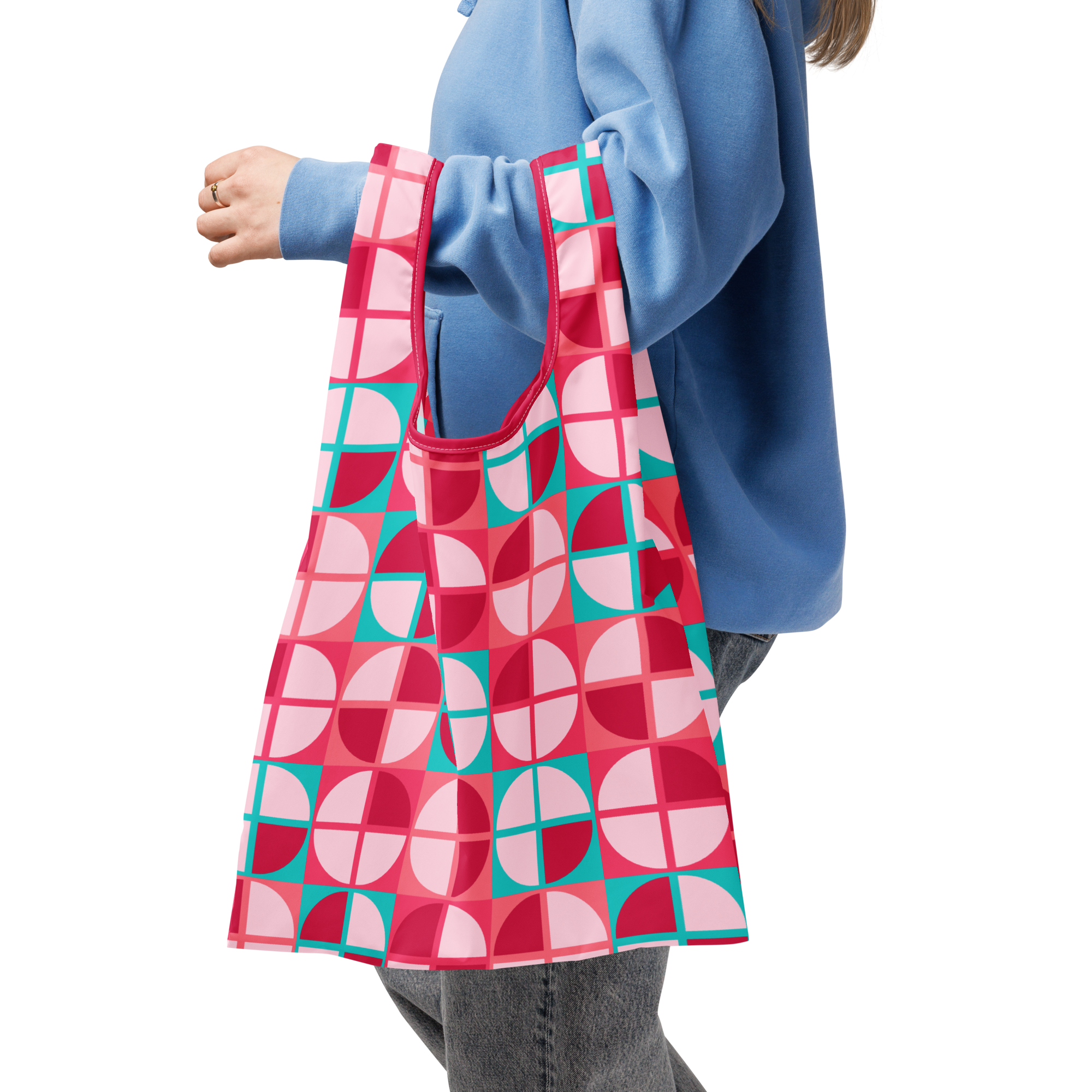 Geometric Quarter Circle Tiles - Bubblegum Burst
